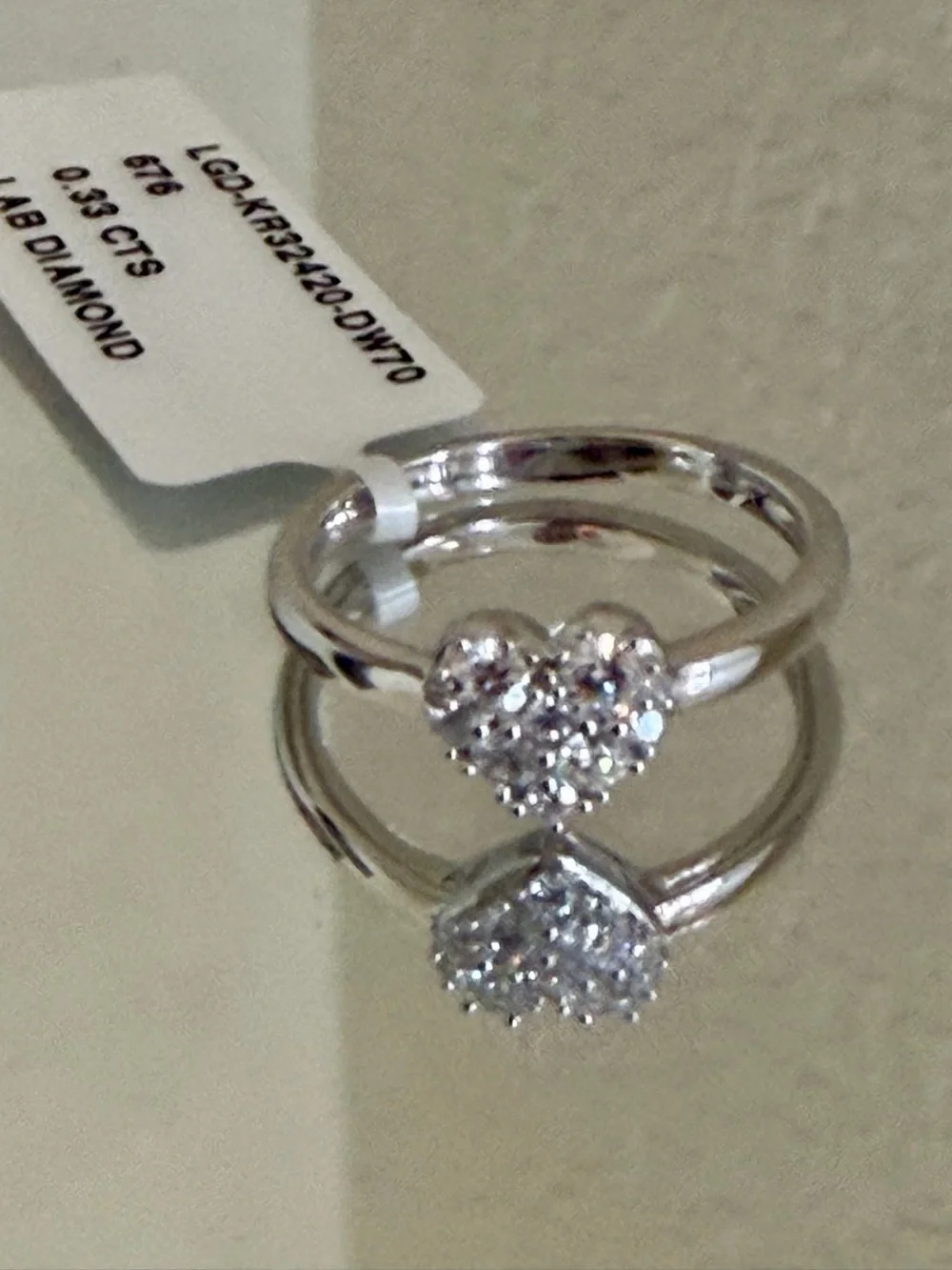 Heart Cluster Lab Grown Diamond Ring 925 Sterling Silver 0.33 CTS Size 7
